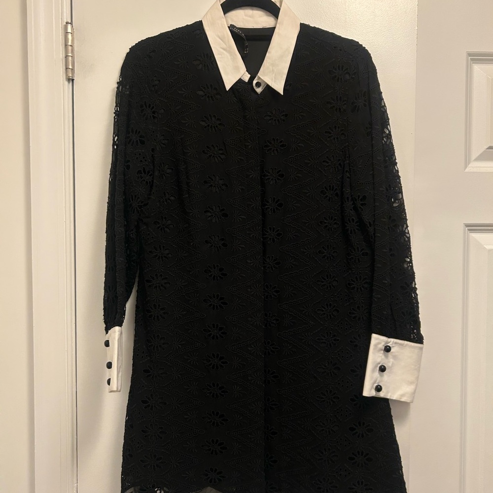 Zara Black Lace Dress with Collar and Cuffs
